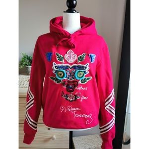 Red Peacebird Embroidered Christmas Sweater Small